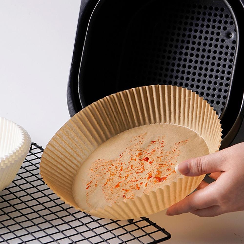 50pcs Air Fryer Steamer Liners Disposable Wood Pulp Papers Non-Stick Steaming Basket Mat Baking Oil Paper Mat for 3-6L Air Fryer