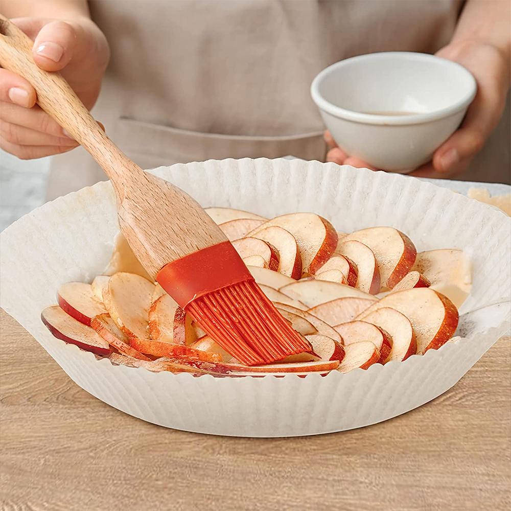 50pcs Air Fryer Steamer Liners Disposable Wood Pulp Papers Non-Stick Steaming Basket Mat Baking Oil Paper Mat for 3-6L Air Fryer