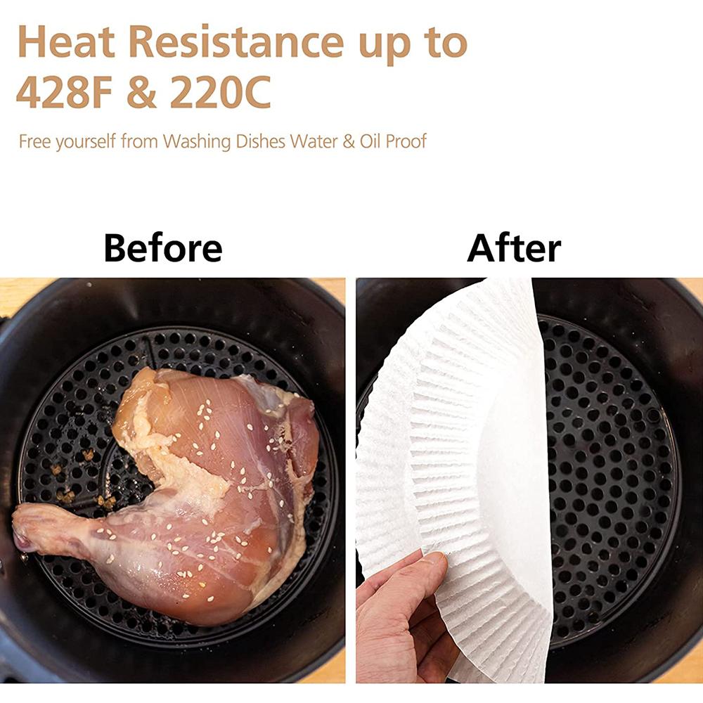 50pcs Air Fryer Steamer Liners Disposable Wood Pulp Papers Non-Stick Steaming Basket Mat Baking Oil Paper Mat for 3-6L Air Fryer