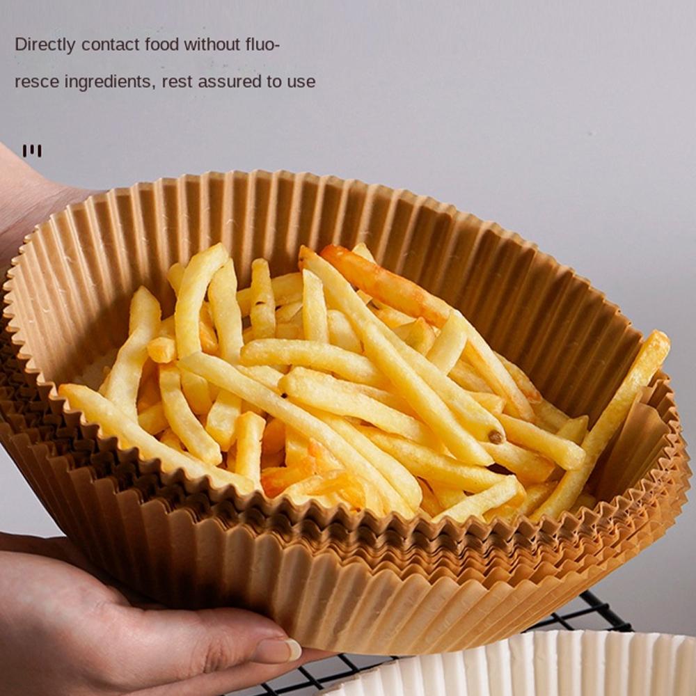 50pcs Air Fryer Steamer Liners Disposable Wood Pulp Papers Non-Stick Steaming Basket Mat Baking Oil Paper Mat for 3-6L Air Fryer