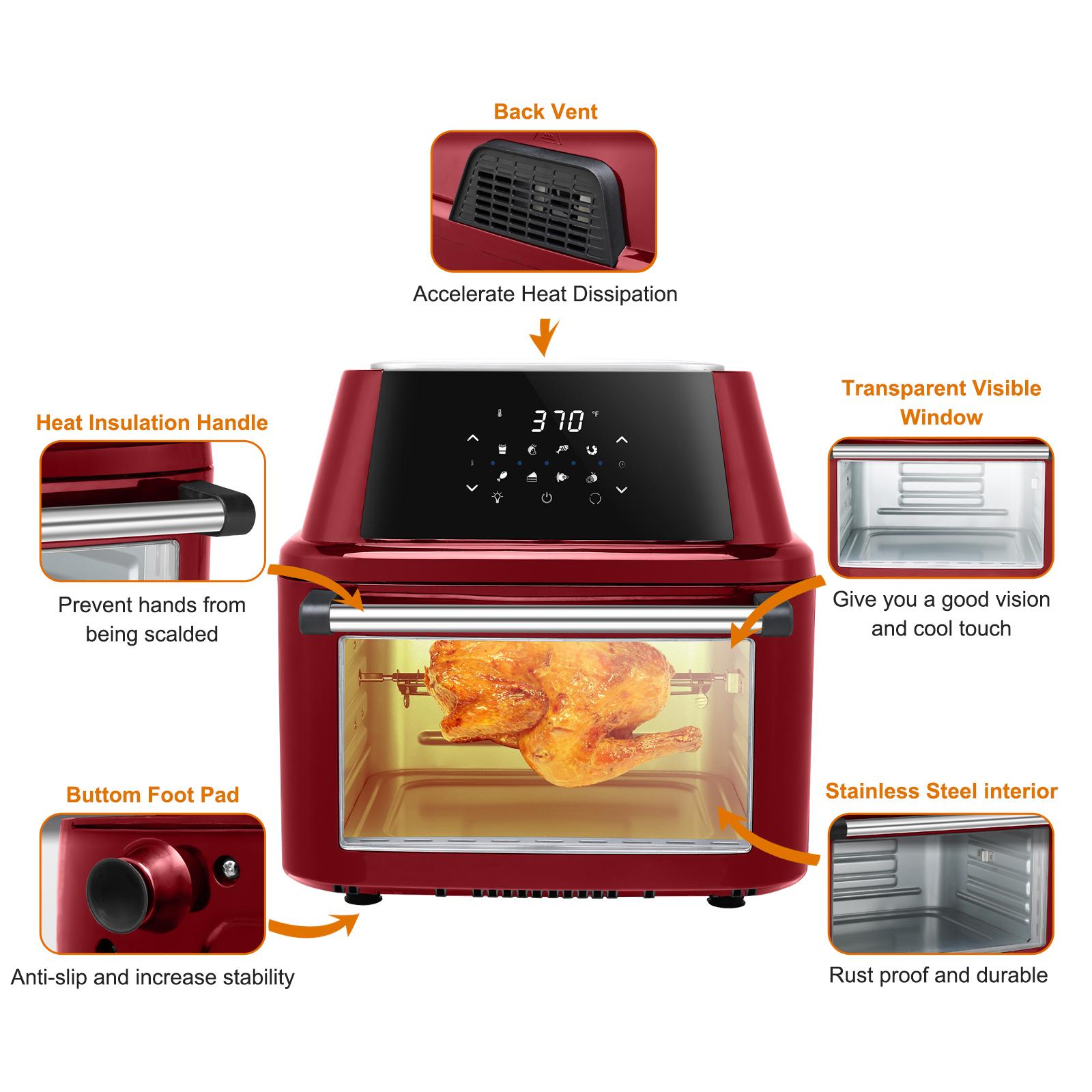 16L 1800W Smart Air Fryer Oven Toaster Rotisserie and Dehydrator with LED Digital Touch Screen Convection Air Fryer Oven Combo