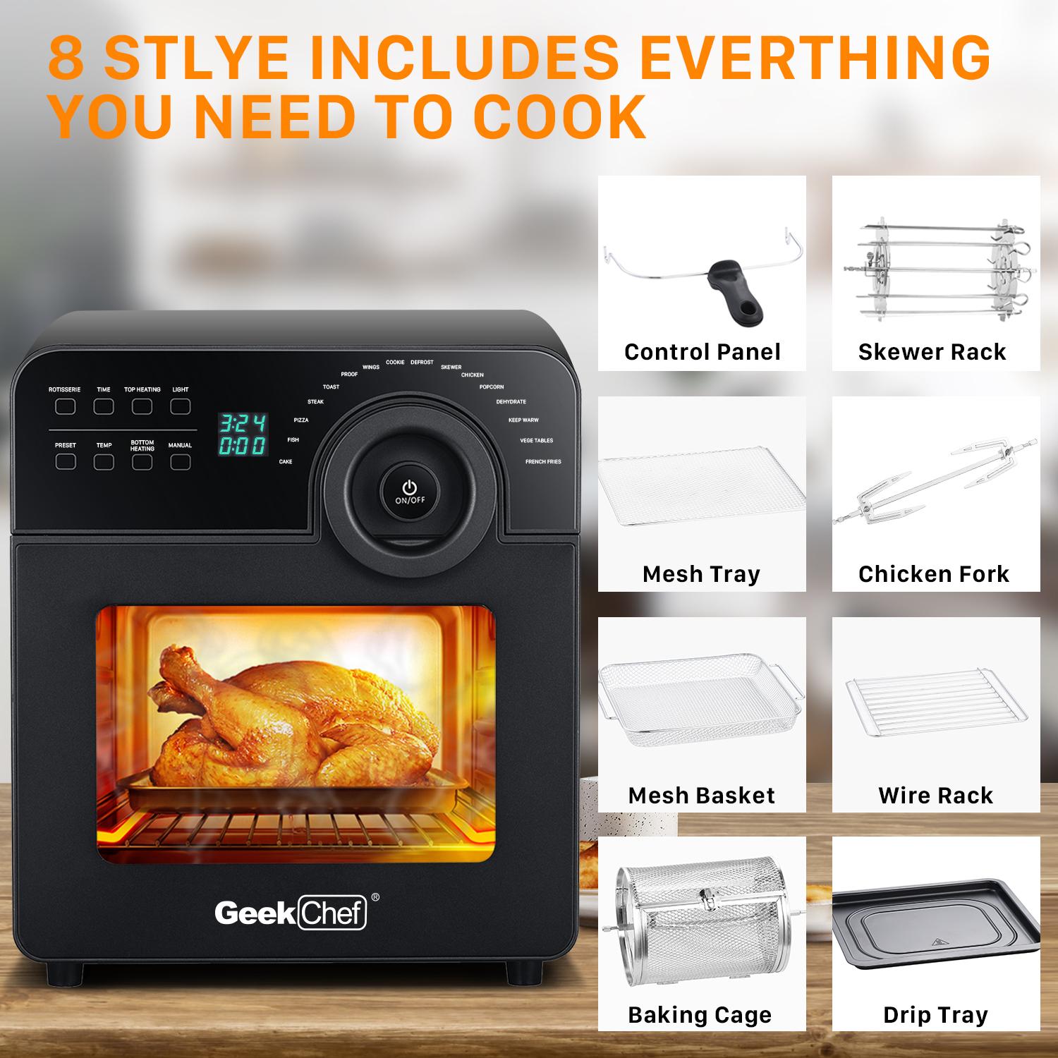 Chef Air Fryer， Airfryer Countertop Oven, Broil, Reheat,Fry Oil-Free, 4 Accessories & Recipes Included