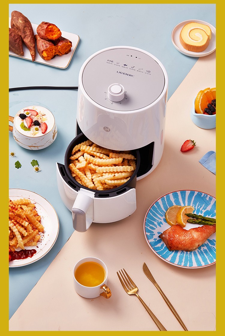 900W Deep Fryer Cycle Heating Fryers Without Oil 1.5L Non-stick Coating Airfryer Household Convection Oven Electric Frying Pan