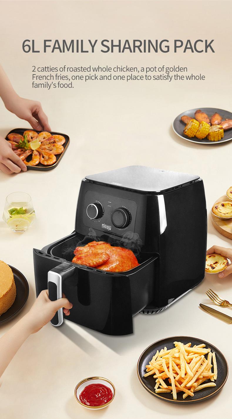 1700W High Power 6L Automatic Household Multi-function Smoke-free Electric Fryer Air Fryer Electric Oven