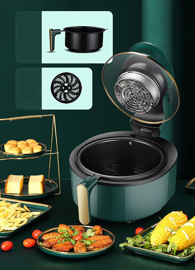 6L 1100W Electric Oil Free Oven Cooker Large Capacity Oilless Non-Stick Basket Hot Air Fryers With 60 Minute Timer Thermostat