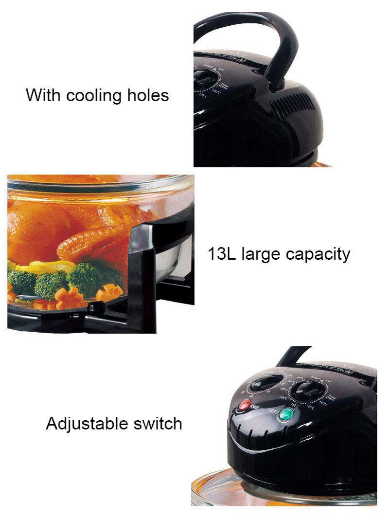 6 In 1 Kitchenware Electric Oilless Commercial 12L Air Fryer Large-Capacity Oil-free Low-fat Visual Mini Halogen Air Oven Cooker