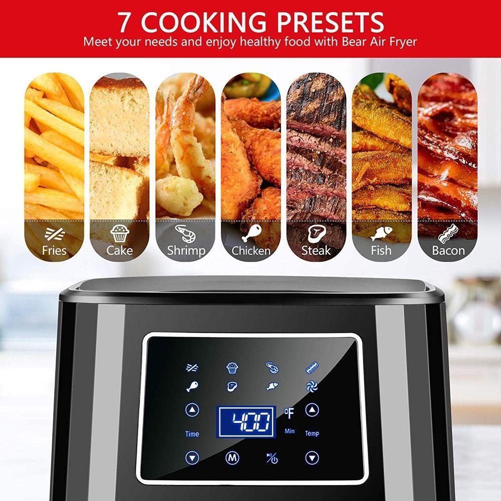 Bear 6QT Digital Air Fryer with LED Digital Touch Screen, Nonstick Removable Basket, 1700w Electric Hot Oven Oilless Coo