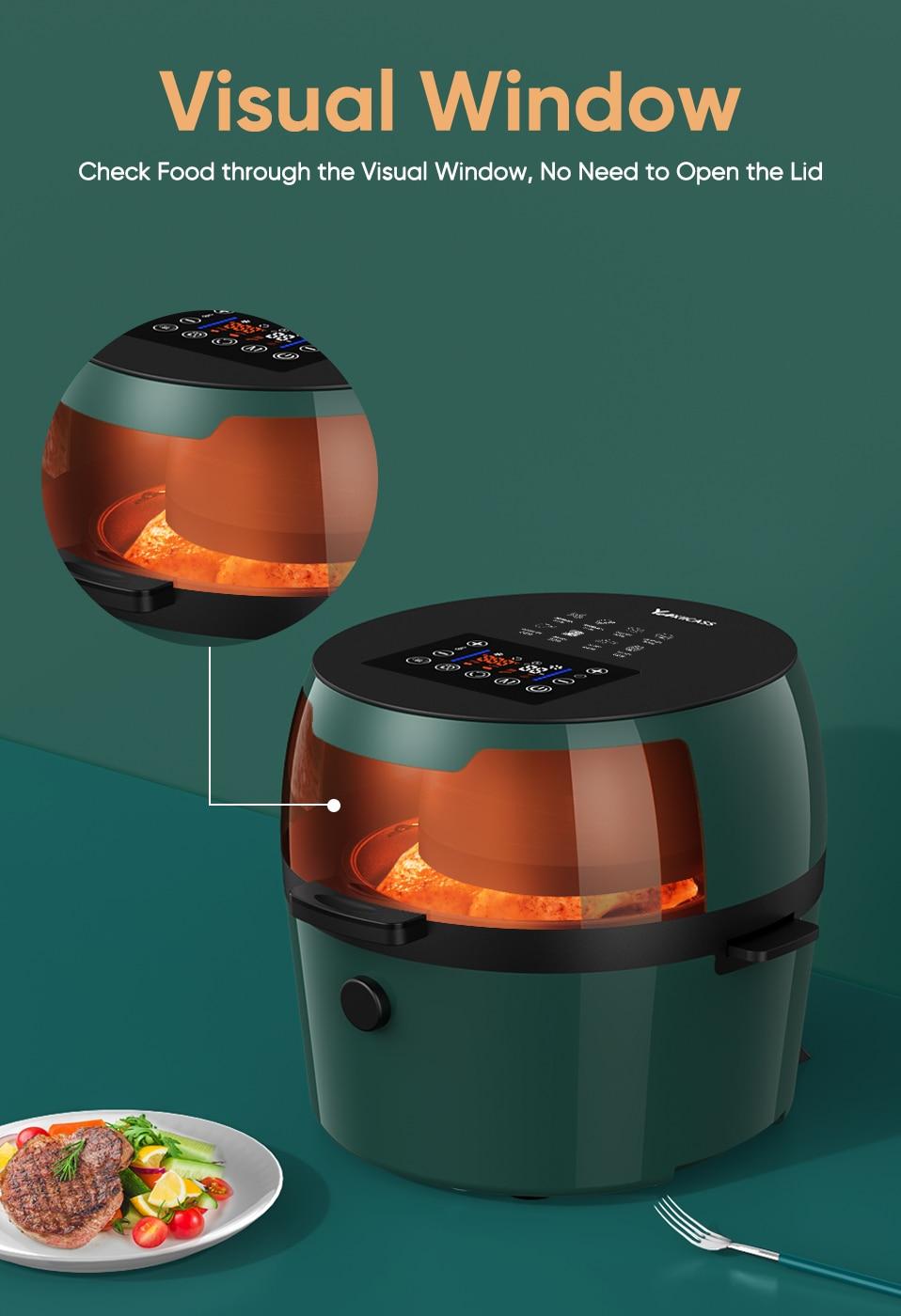 YAXIICASS Electric Air Fryer 8L Large Capacity Without Oil air fryer Oil-Free LED Touchscreen Deep Fryer With Visual Window