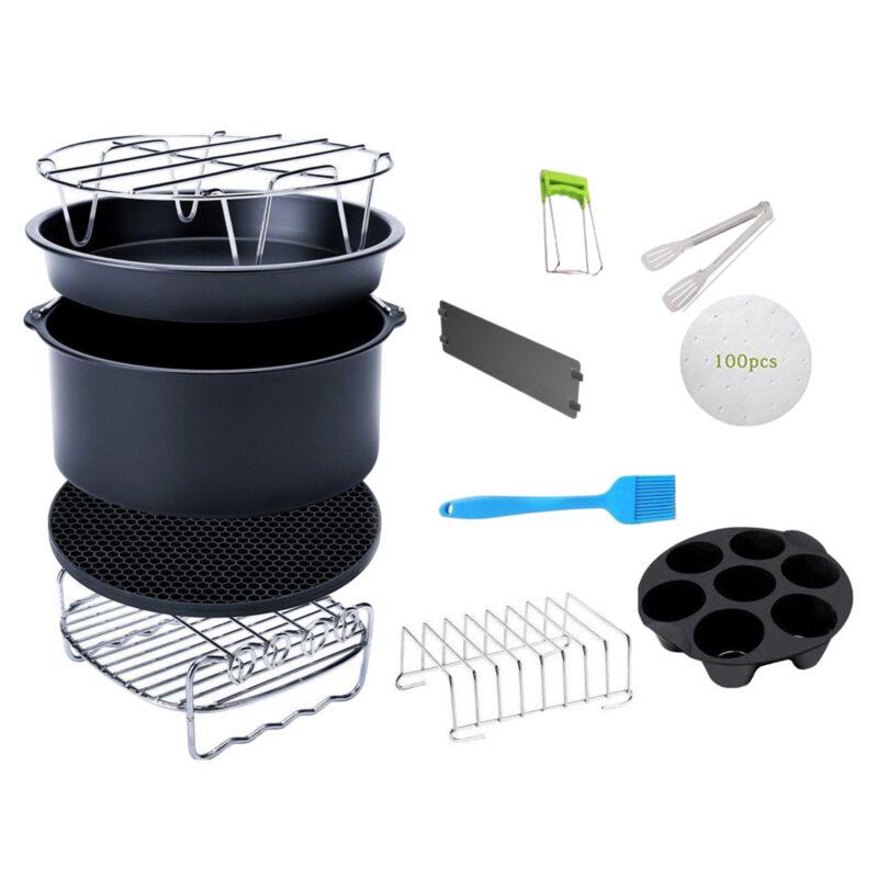  Air Fryer Accessories 12pcs 8 Inch Deep Fryer BPA Free Baking Pan Silicone Mat Oil Brush Kitchen Cooking Air Fryer Accessories Tool for Party - Image 2