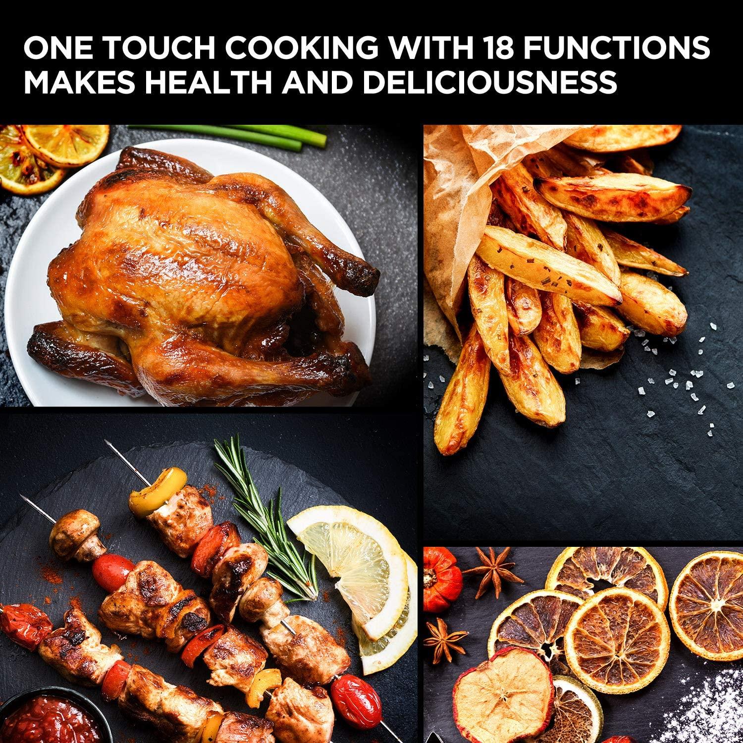 CalmDo 12L/12.7QT 1500W Electric Air Fryer Oven MI-CYCLONE Rotisserie Dehydrator LED Large Capacity Chicken Frying Machine