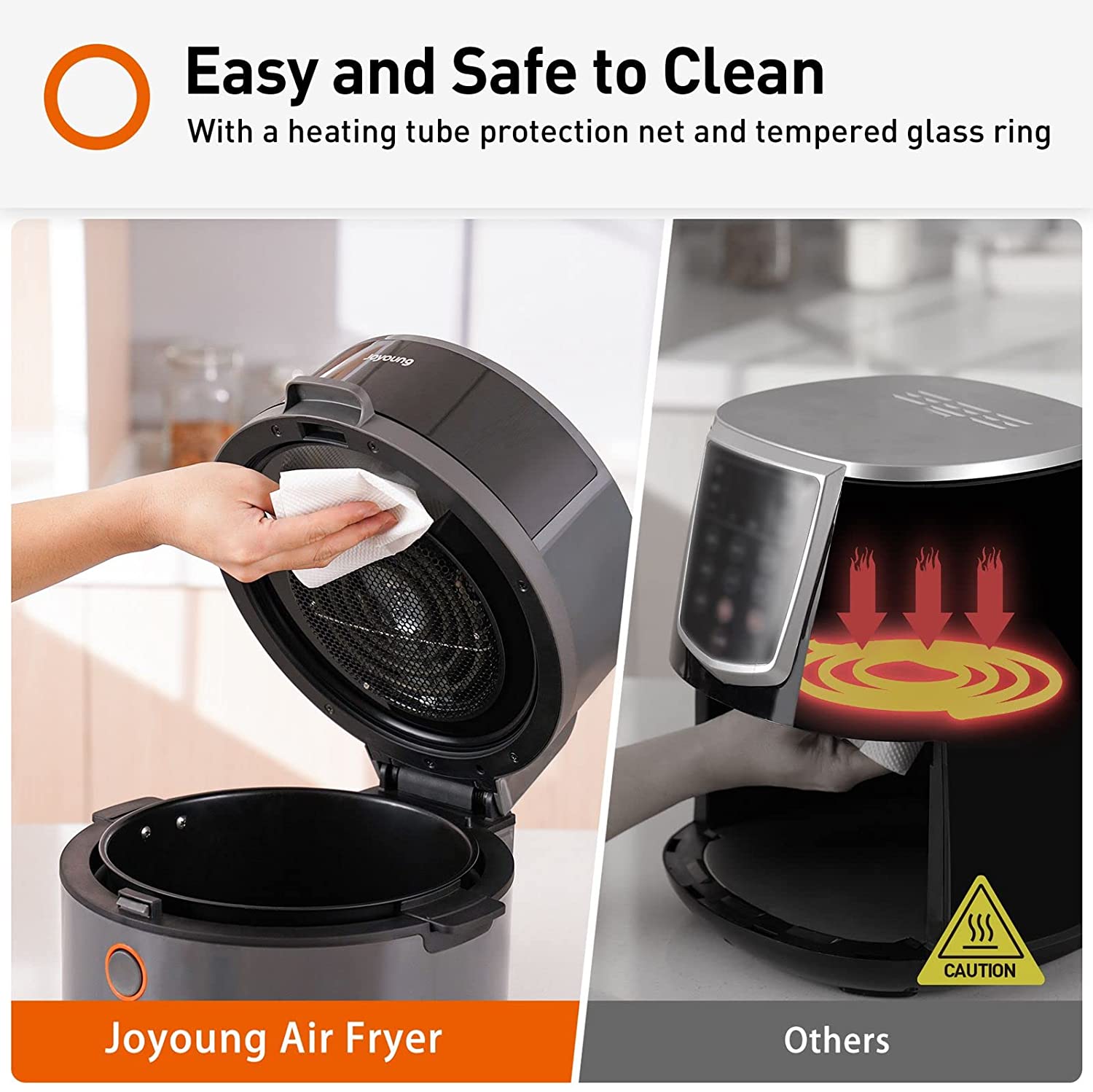 JOYOUNG Air Fryer 10 in 1 Digital Air Fryer Oven 5.8 QT Air Fryer Toaster Oven Oilless Cooker 120° Visible Window Free Recipes