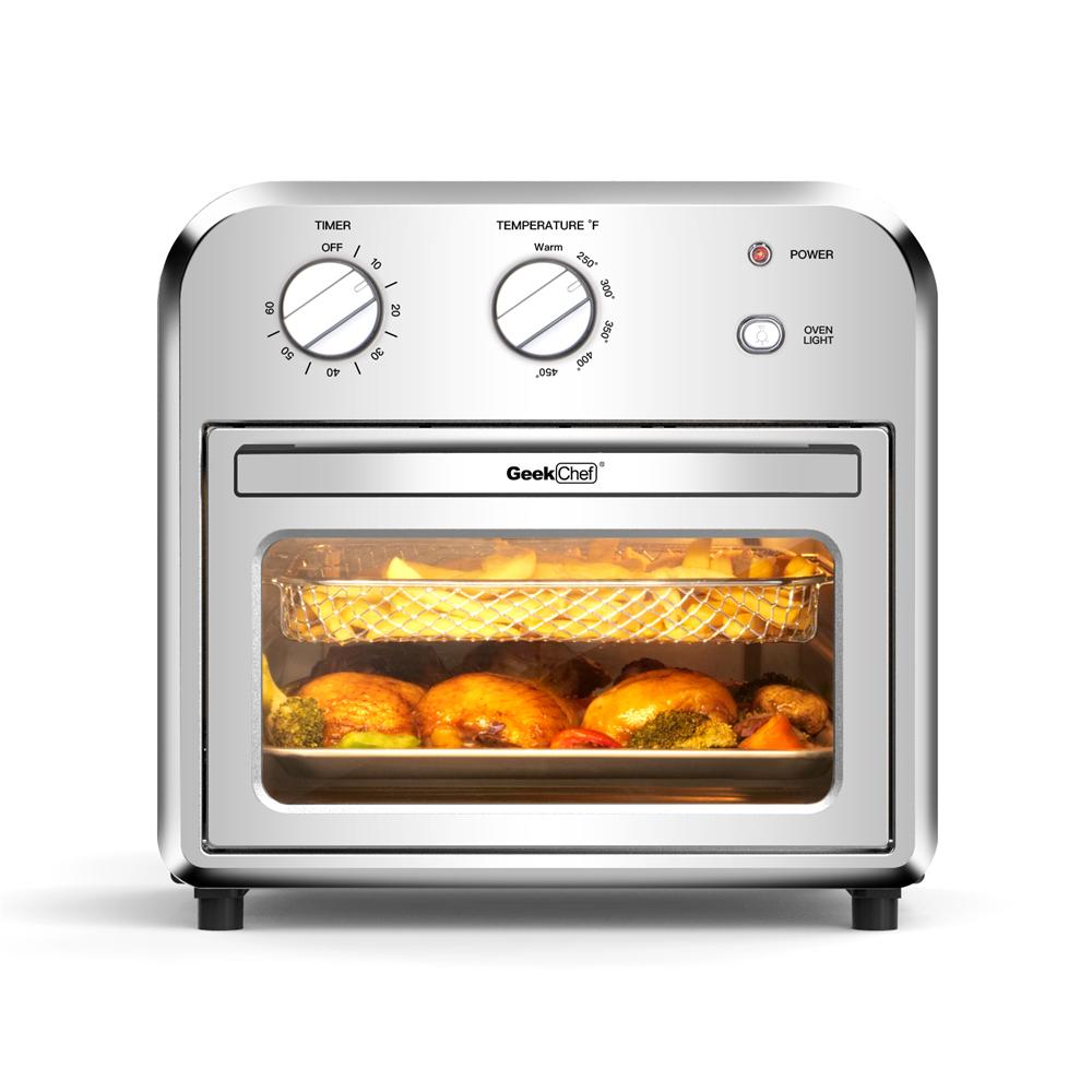 Air Fryer Oven, 4 Slice Toaster Airfryer Countertop Oven, Roast, Bake, Broil, Reheat, Fry Oil-Free, Stainless Steel,Silver