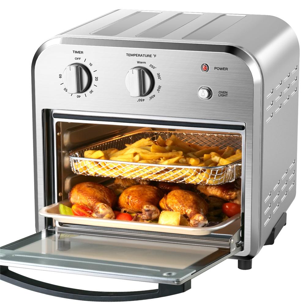 Air Fryer Oven, 4 Slice Toaster Airfryer Countertop Oven, Roast, Bake, Broil, Reheat, Fry Oil-Free, Stainless Steel,Silver