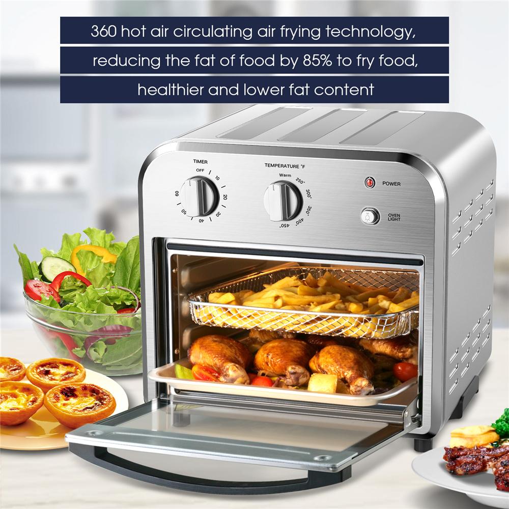 Air Fryer Oven, 4 Slice Toaster Airfryer Countertop Oven, Roast, Bake, Broil, Reheat, Fry Oil-Free, Stainless Steel,Silver