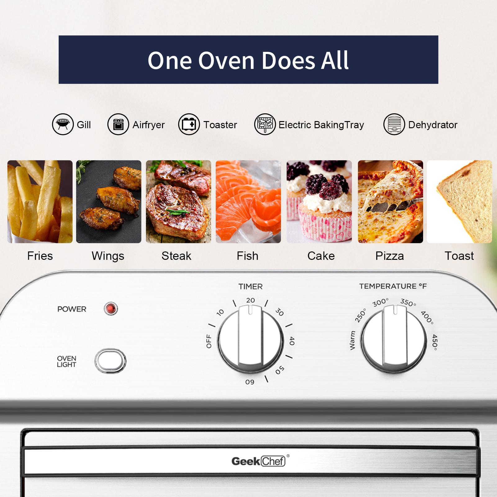 Air Fryer Toaster Oven, 4 Slice Convection Airfryer Countertop Oven,Reheat, Fry Oil-Free, Stainless Steel,1500W