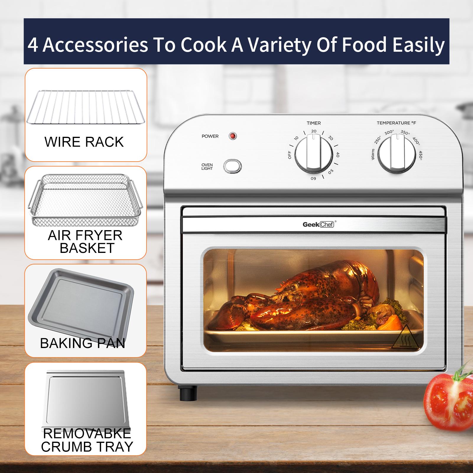 Toaster Oven Air Fryer Toaster Oven 4 Slice Convection Air fryer Countertop Oven Reheat Fry Oil-Free Stainless Steel 1500W Air Fryer Toaster