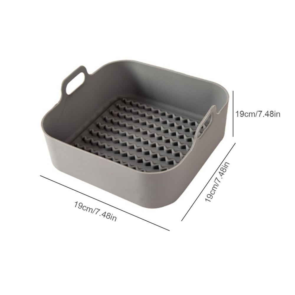 Silicone Pot Thicken BBQ Plate Barbecue Basket Heating Baking Pan for Air Fryer Oven Microwave Gray Square S/M/L