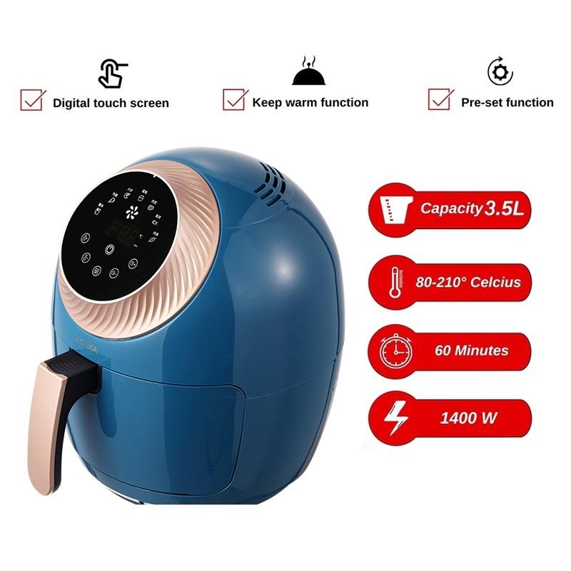 2022 smart air fryer 1400w 3.5L oil free fryer 3D hot air circulation Oil separator Anti scalding handle healthy dee fry