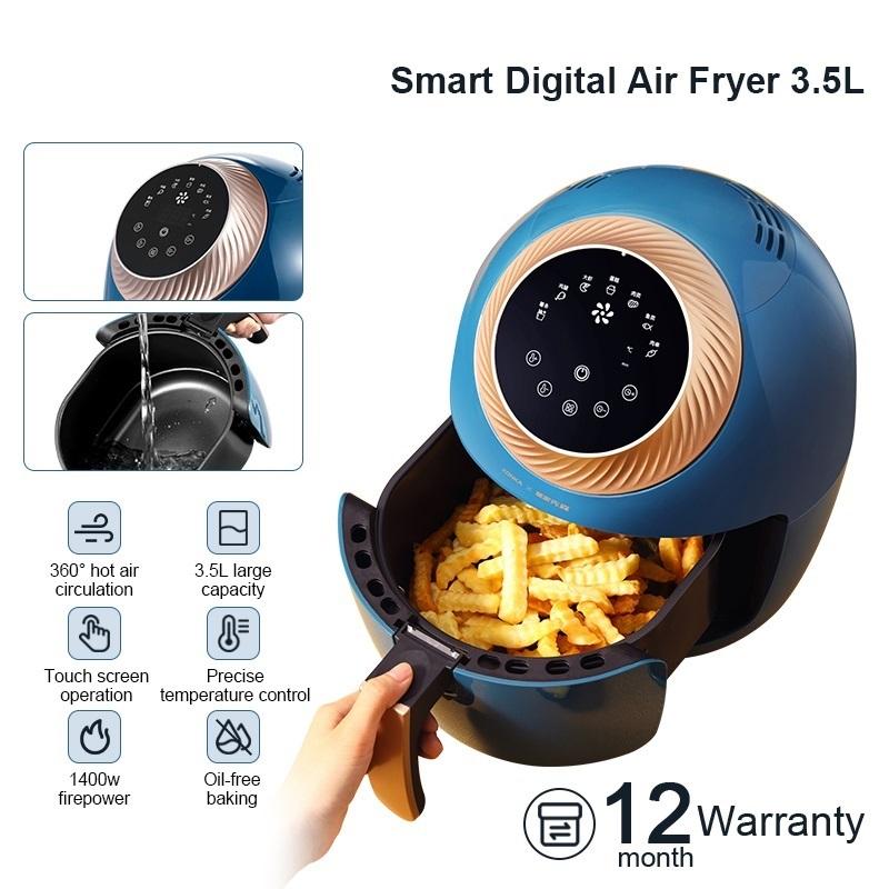 2022 smart air fryer 1400w 3.5L oil free fryer 3D hot air circulation Oil separator Anti scalding handle healthy dee fry