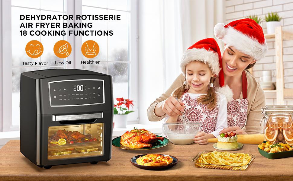 CalmDo Kitchen Hot Air Fryer Oven 12L Olil-Free Fryer with 18 Programs Keep Warm Function Touch Screen Smart Air Fryer Oven