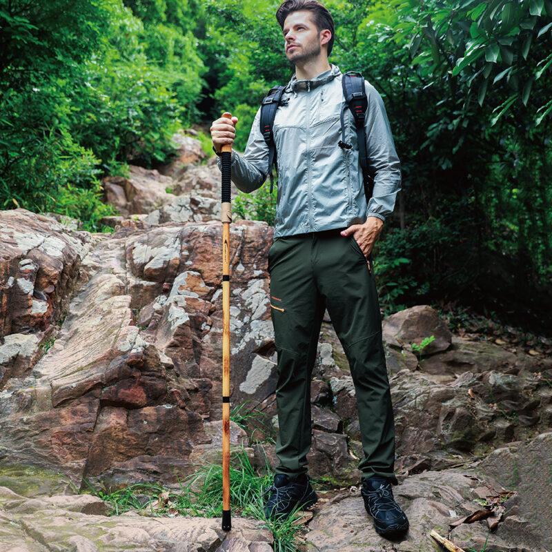 Portable Walking Cane 3 Piece Outdoor Detachable Trekking Poles Camping Adjustable 3 Colors Wood Hiking Stick - Image 6