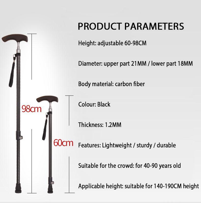 2021 New Old Man Walking Stick Telescopic Canes T Handle Baston Elder Stable Crutch No Slip Pole Folding Hiking Elderly Walk