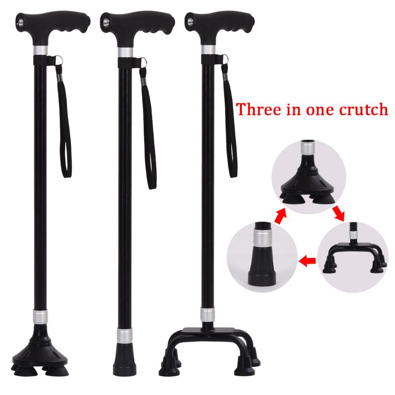 2021 New Old Man Walking Stick Telescopic Canes T Handle Baston Elder Stable Crutch No Slip Pole Folding Hiking Elderly Walk