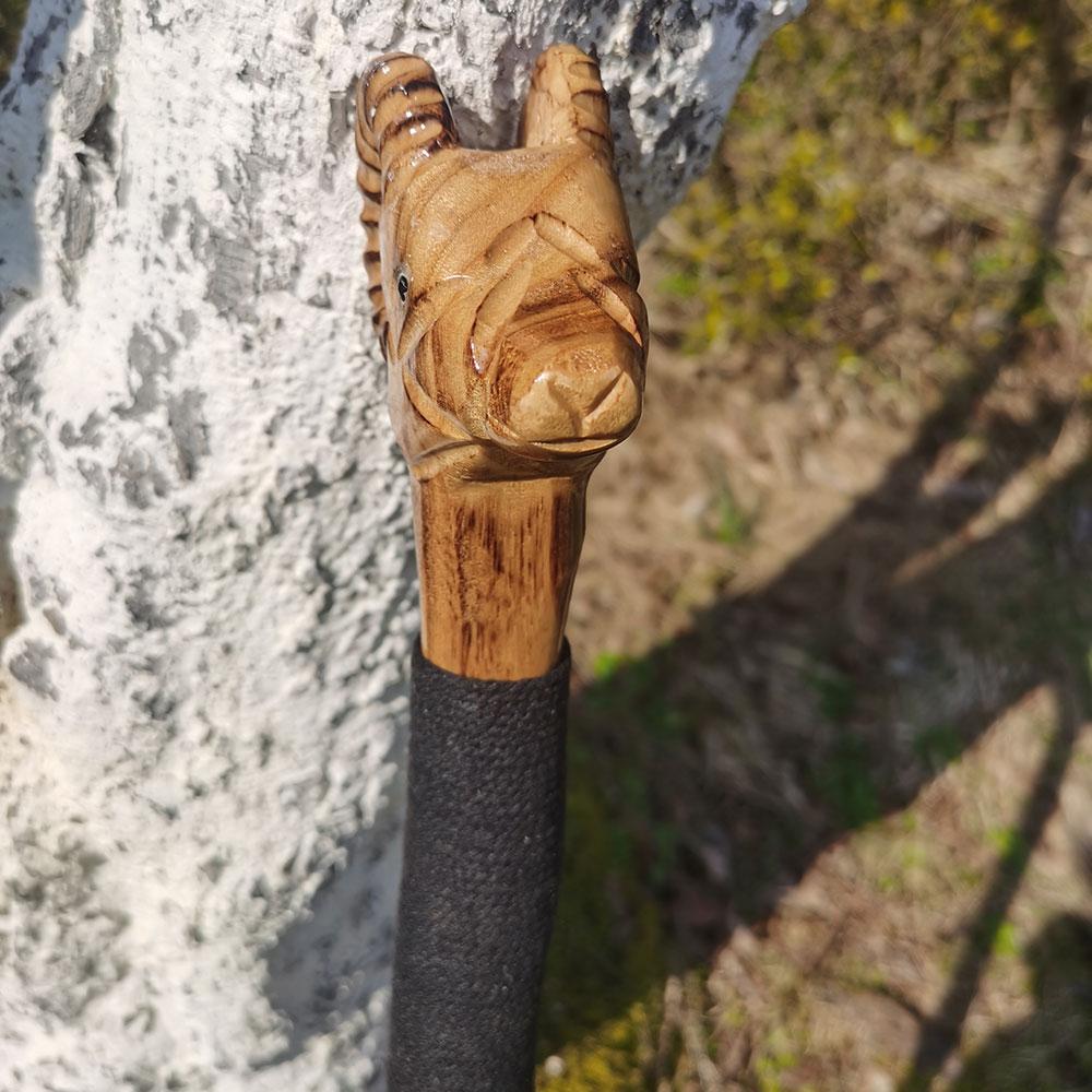 FOREST PILOT 3D Goat Carved Nature Wooden Trekking Pole Camping Hiking Stick Men Women Handcrafted Nordic Elderly Walking Cane