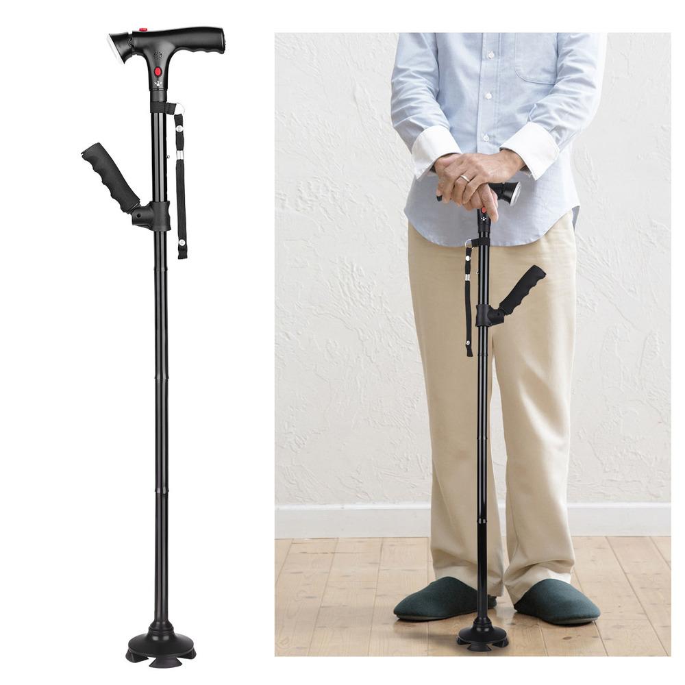 Telescopic Collapsible Folding Cane LED Trusty Walking Cane with Alarm for Elder