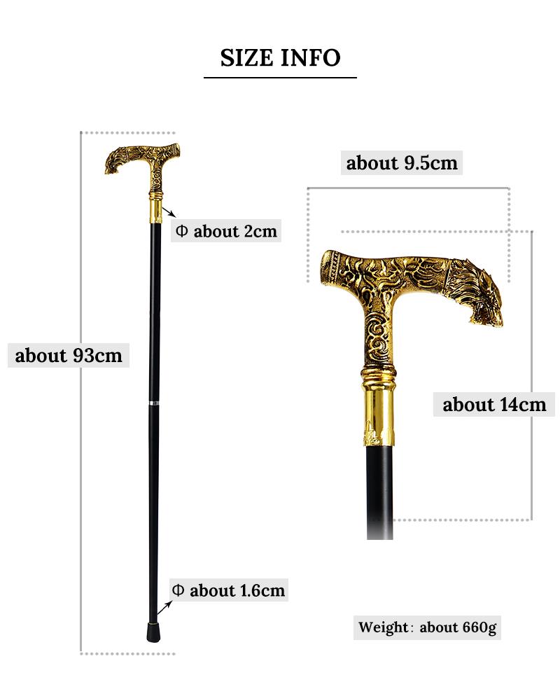 2021 Gold Wolf Head Crutches Walking Stick Cane Fashion Party Elegant Hand Crutch 2 Piece To Assmble Self-defense Stick Camping