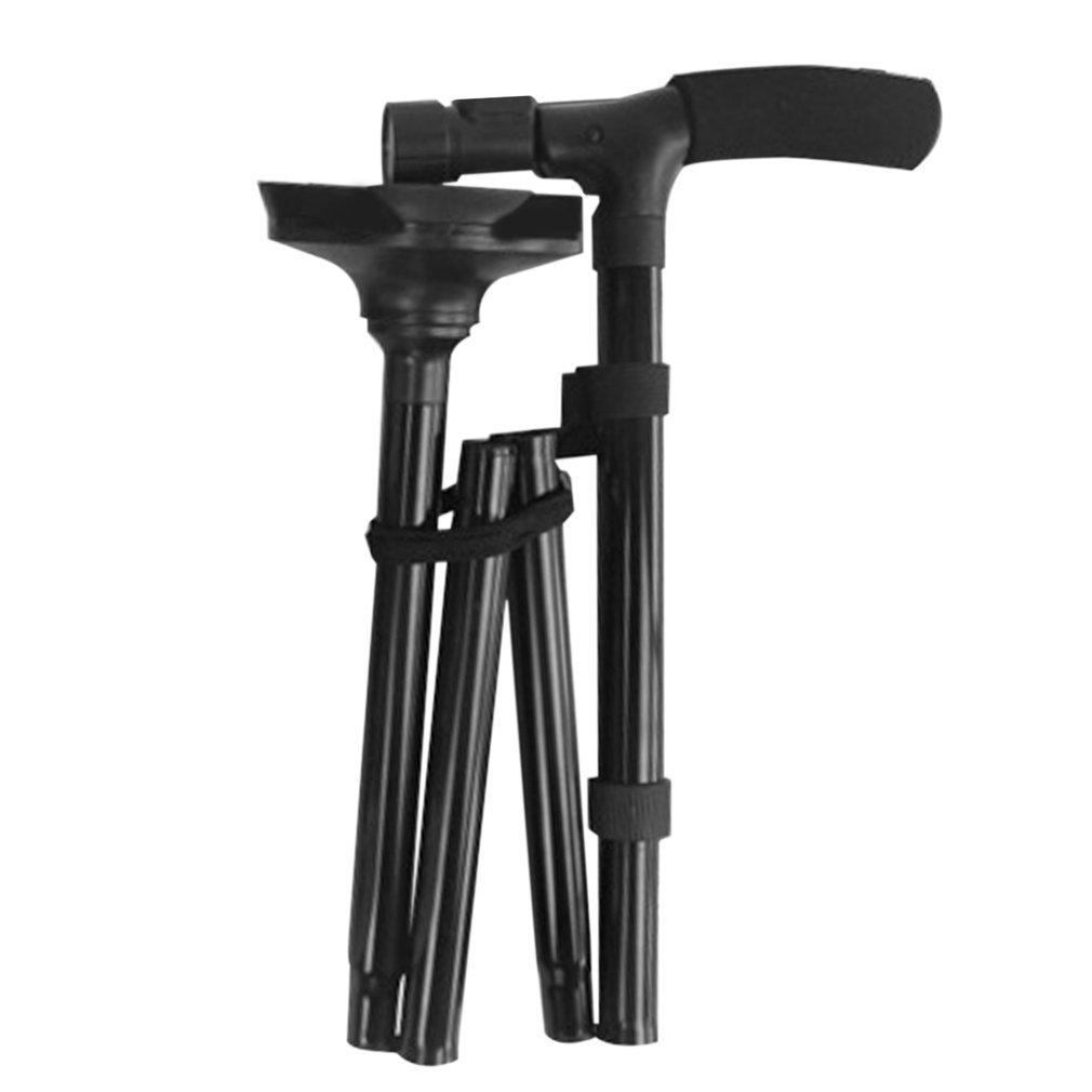 Magic Cane Folding LED Light Safety Walking Stick 4 Head Pivoting Trusty Base For Old Man T Handlebar Trekking Poles Cane