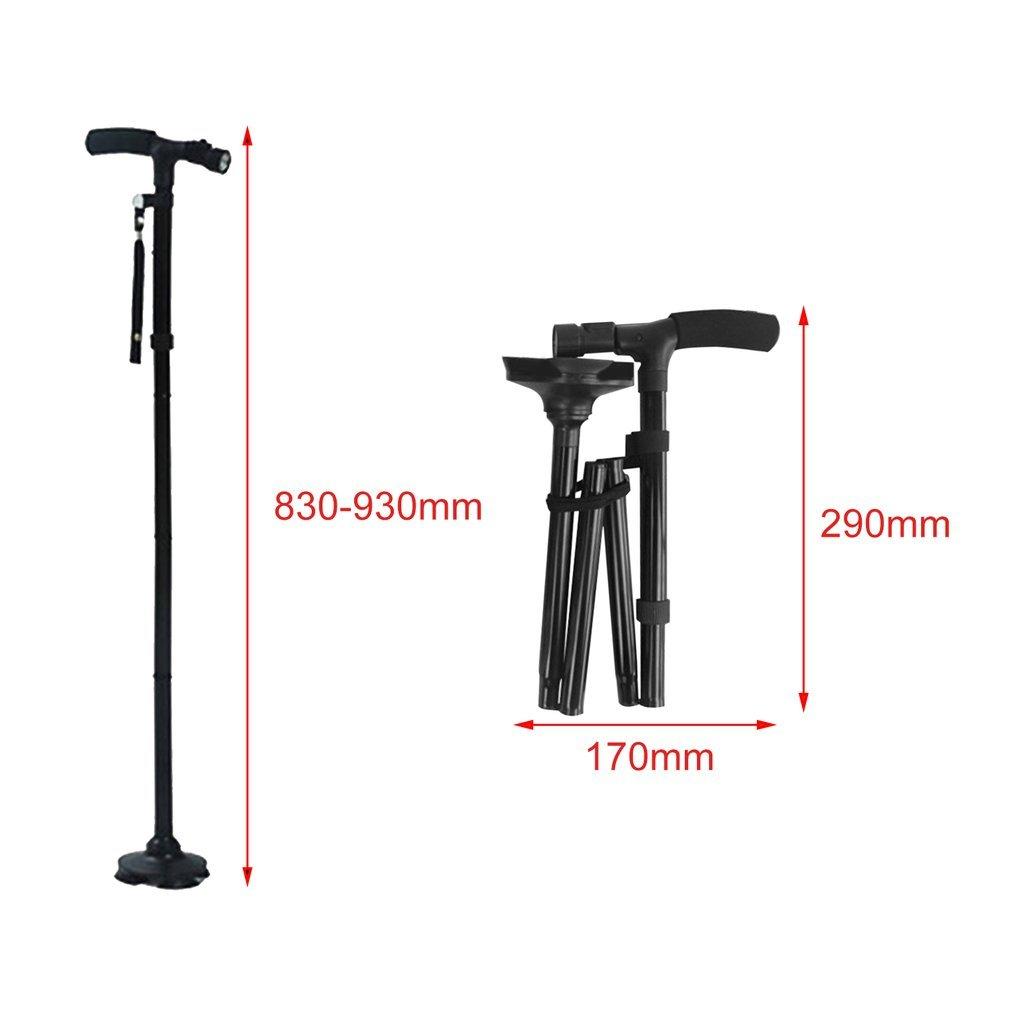 Magic Cane Folding LED Light Safety Walking Stick 4 Head Pivoting Trusty Base For Old Man T Handlebar Trekking Poles Cane