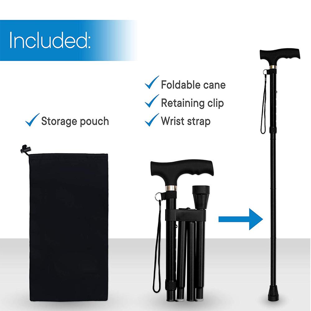 Walking Cane Adjustable Folding Walking Stick Aluminum Cane with Ergonomic Handle for Men Women Elderly Disabled Pregnant