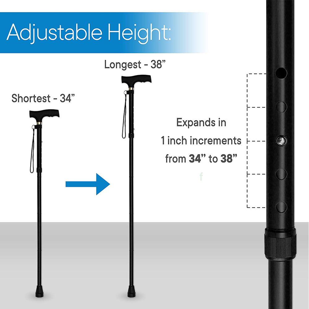 Walking Cane Adjustable Folding Walking Stick Aluminum Cane with Ergonomic Handle for Men Women Elderly Disabled Pregnant