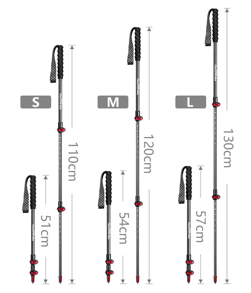 Naturehike 1 stick Trekking Pole 3 Section Lightweight Climbing Cane Walking Stick for Hiking Mountaineering Running Backpacking