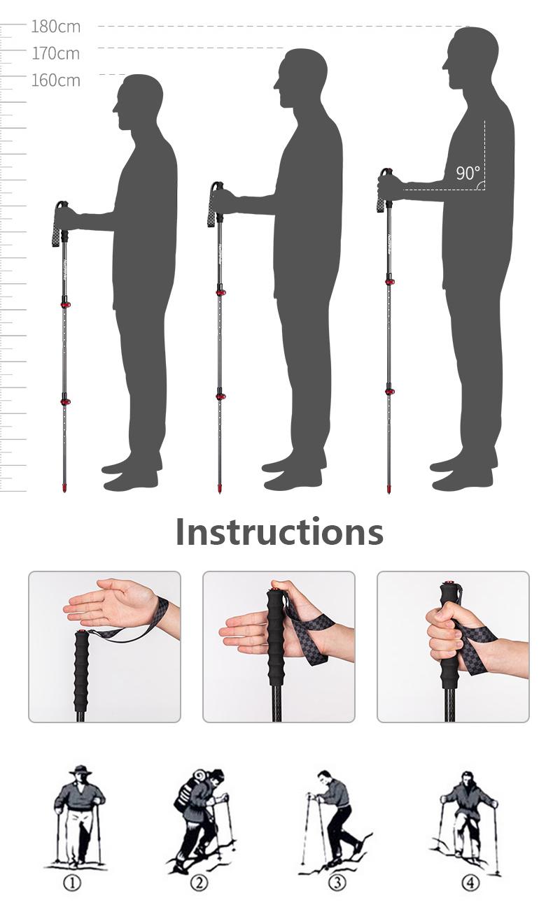 Naturehike 1 stick Trekking Pole 3 Section Lightweight Climbing Cane Walking Stick for Hiking Mountaineering Running Backpacking