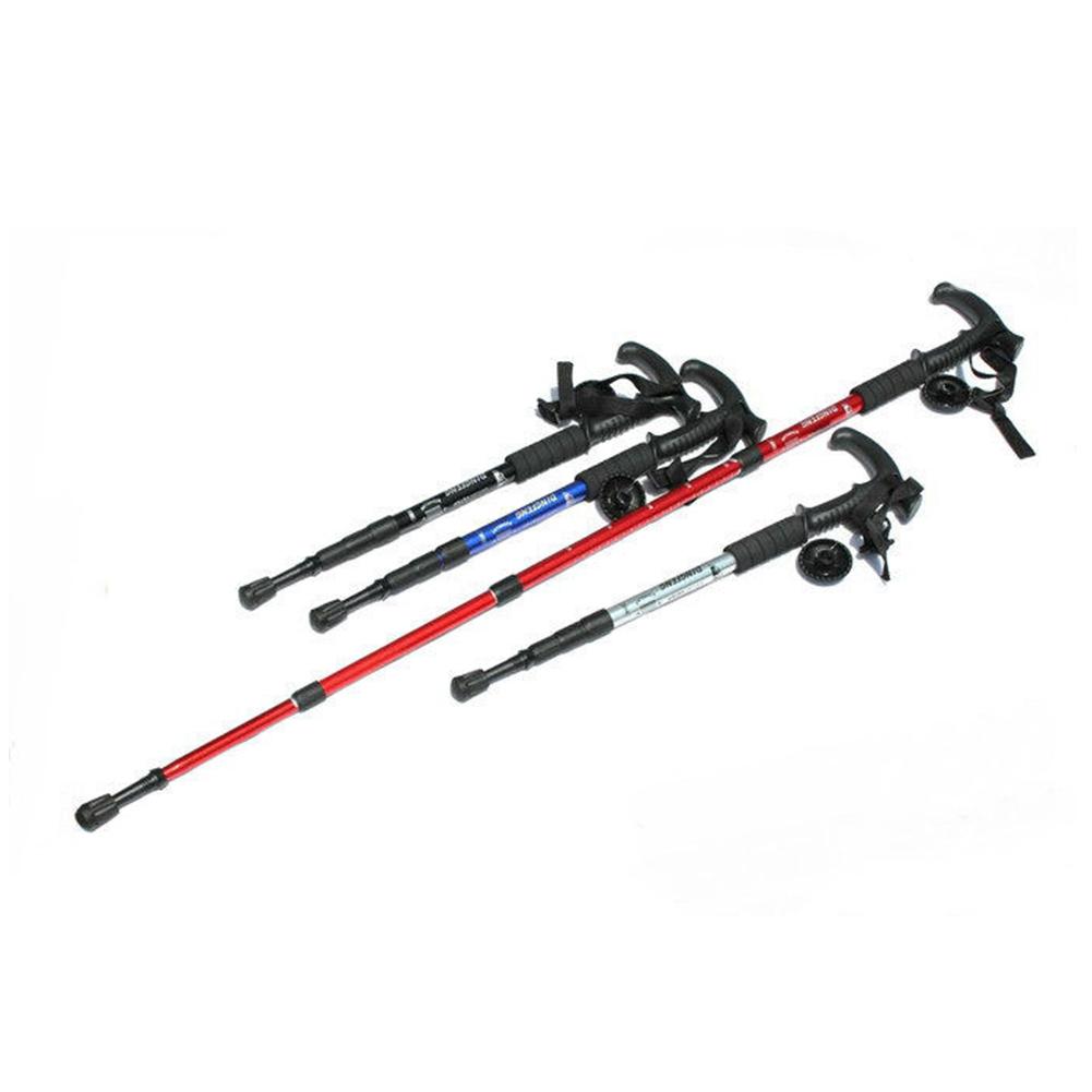 Anti Shock Trekking Pole Ultralight Walking Sticks Adjustable Hiking Canes Telescopic Crutch 4 Section Adjustable Camping Tools