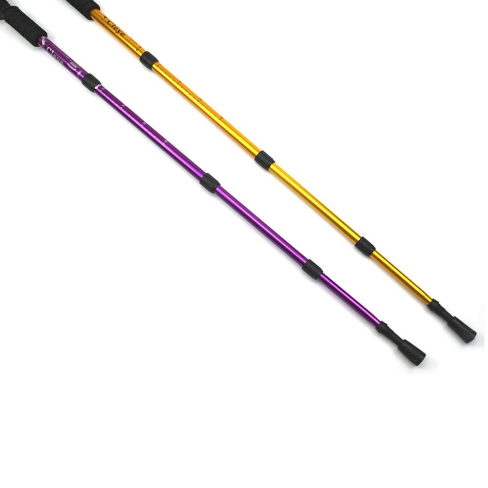 Anti Shock Trekking Pole Ultralight Walking Sticks Adjustable Hiking Canes Telescopic Crutch 4 Section Adjustable Camping Tools