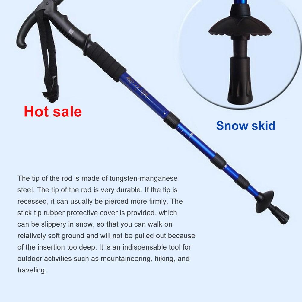 Anti Shock Trekking Pole Ultralight Walking Sticks Adjustable Hiking Canes Telescopic Crutch 4 Section Adjustable Camping Tools