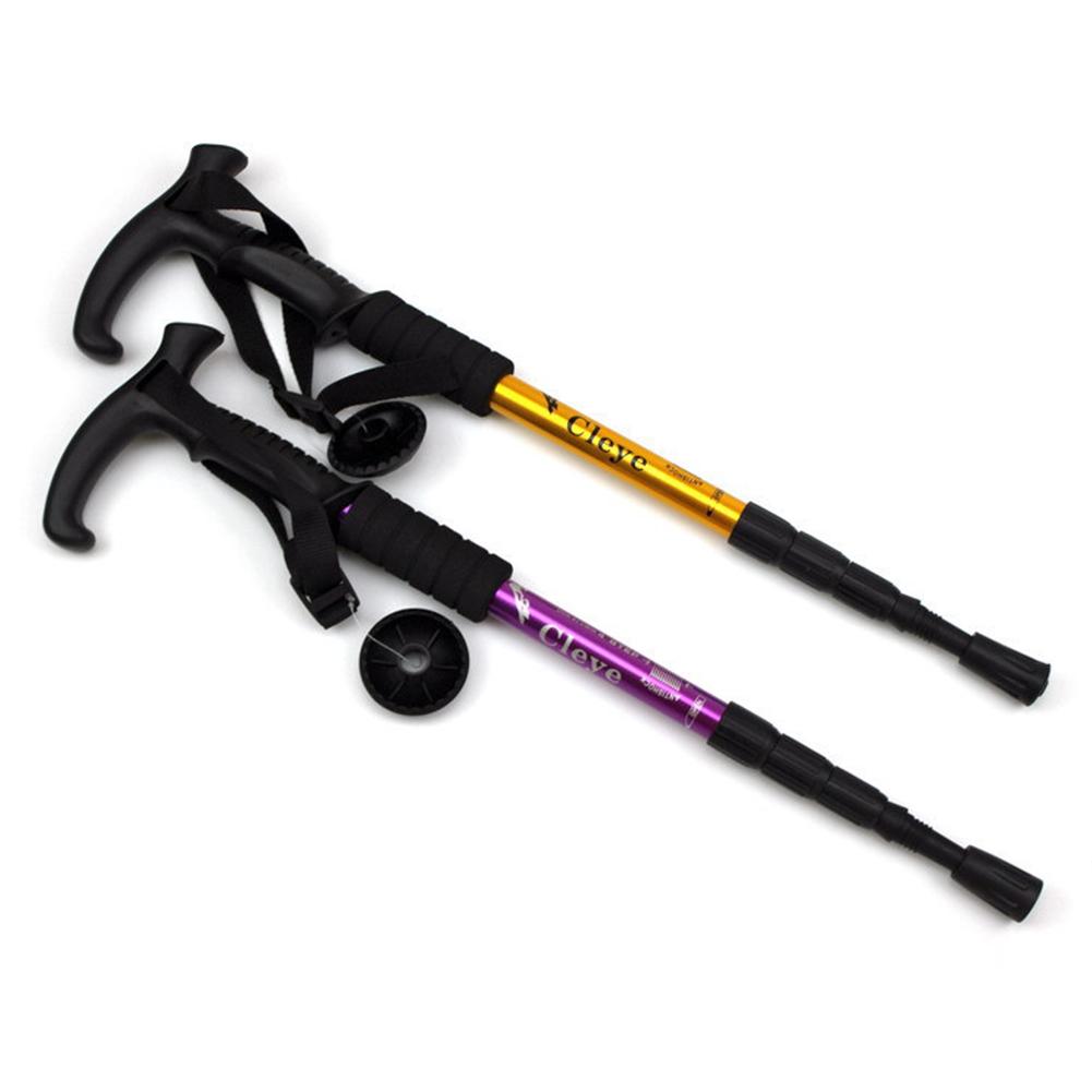 Anti Shock Trekking Pole Ultralight Walking Sticks Adjustable Hiking Canes Telescopic Crutch 4 Section Adjustable Camping Tools