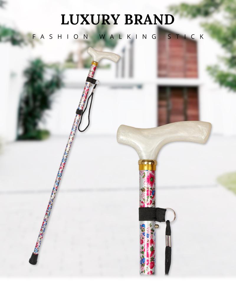 7 Colors Fashion Folding Walking Stick Women Luxury Resin Handle Decorative Floral Cane Lady Adjustable Stick Walking Canes