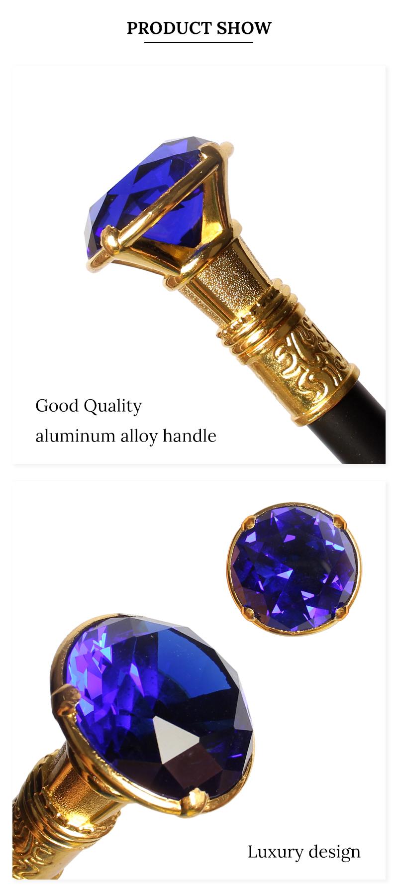 Luxury Royal Blue Diamond Walking Stick Canes Man Decorative Walking Cane Women Fashionable Elegant Sticks Crystal Walking Stick