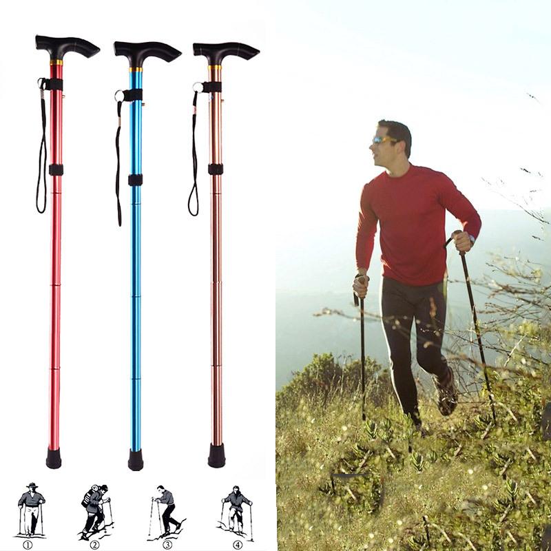 Collapsible Walking Stick 4 Section Aluminium Alloy Trekking Poles Climbing Telescopic Stick Portable Walking Cane Hiking Poles