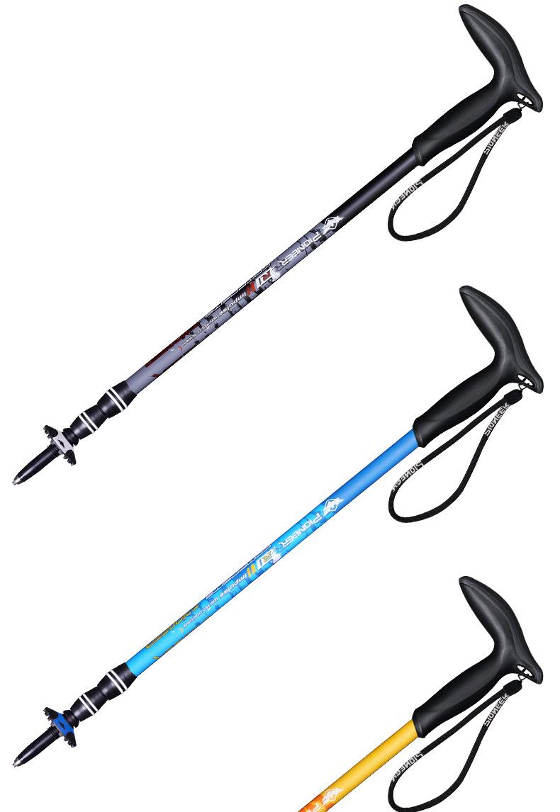 1 Pcs T Handle Aluminum Walking Poles With An-ti Shock System Tips Matte Spray Paint Hiking Stick For Tourism Cane Trekking