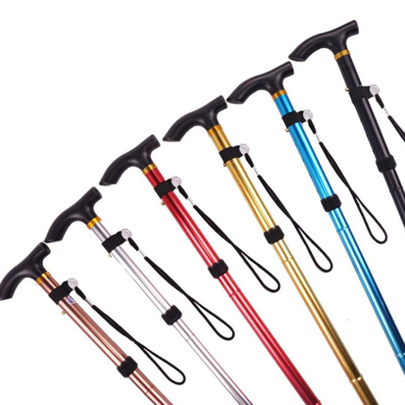 Walking Stick Hiking Trekking Poles Trail Ultralight 4 Section Adjustable Canes Aluminum Alloy Folding Walking Sticks