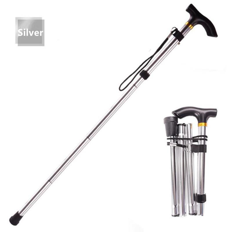 Walking Stick Hiking Trekking Poles Trail Ultralight 4 Section Adjustable Canes Aluminum Alloy Folding Walking Sticks