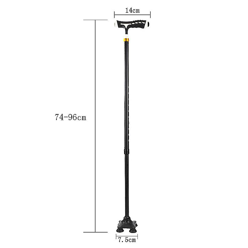 Folding Trekking Poles T-handle Hiking Anti-Slip Poles Cane Walking Stick Cane Crutch with LED Light Mountaineering Hiking Tools