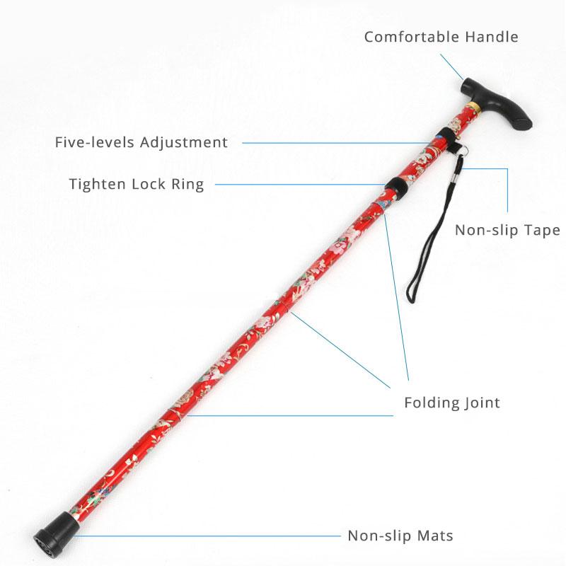 Telescopic Trekking Stick Walking Cane Trusty Hiking Poles Folding Stick Walking Stick for elder Crutches Rubber Tip Accessories