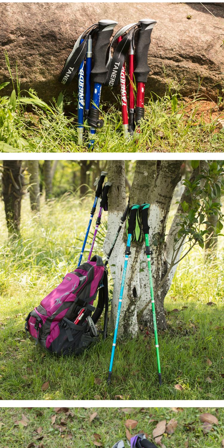 5-Section Outdoor Fold Trekking Pole Camping Portable Walking Hiking Stick For Nordic Elderly Telescopic Club Easy Put Into Bag