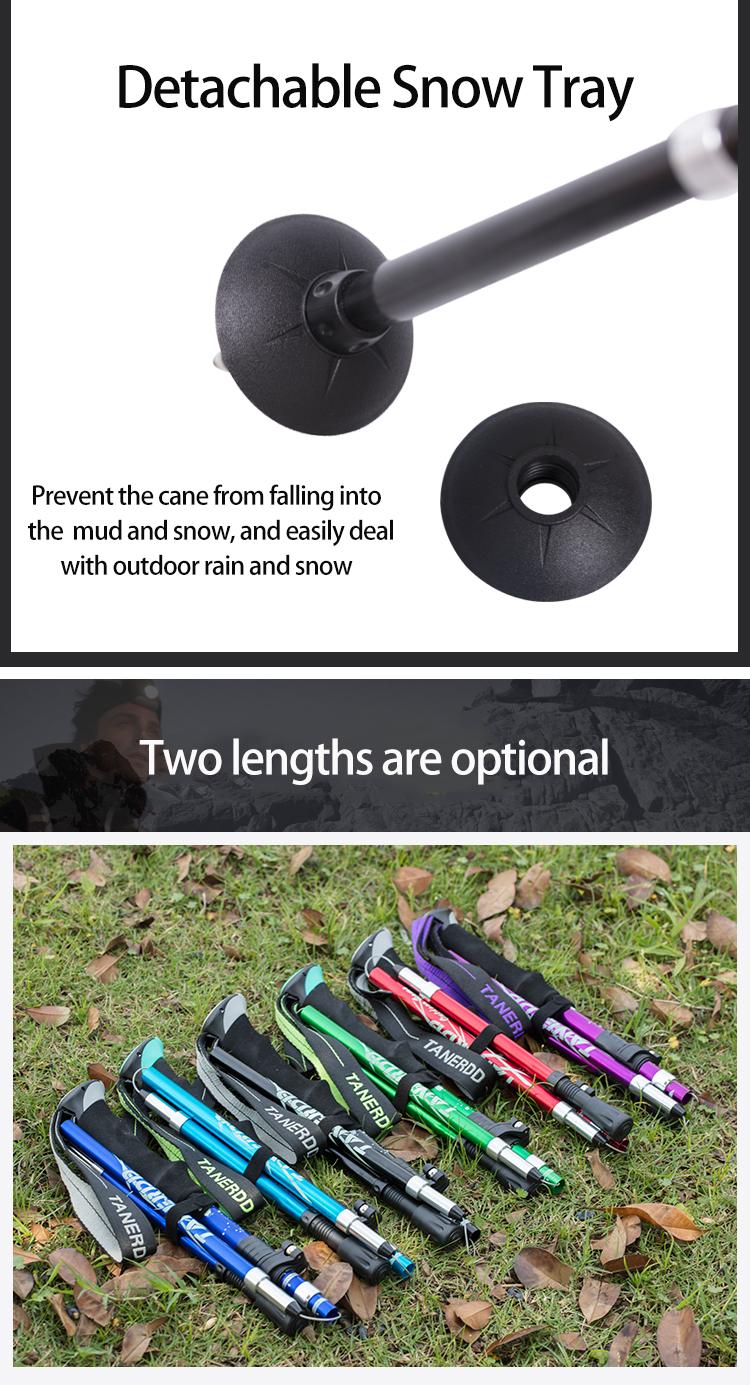 5-Section Outdoor Fold Trekking Pole Camping Portable Walking Hiking Stick For Nordic Elderly Telescopic Club Easy Put Into Bag